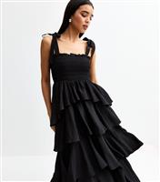Women's Black Multiway Tiered Midi Dress New Look
