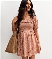 Women's Pink Cowgirl Print Frilly Trim Mini Dress New Look