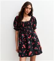 Women's Black Chili Print Mini Dress New Look