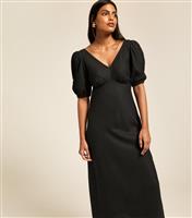 Women's Black Bow Tie Back Midi Dress New Look