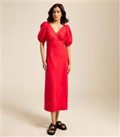 Women's Red Bow Tie Back Midi Dress New Look