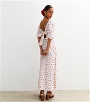 Women's White Berry Print Tie Back Midi Dress New Look