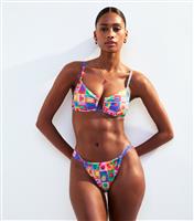 Women's Multicoloured Fruit Print Tanga Bikini Bottoms New Look