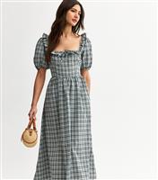 Women's Black Checked Corset Bodice Midi Dress New Look