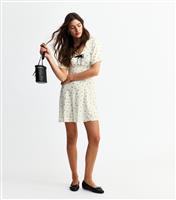 Women's Cream Floral Print Mini Dress New Look