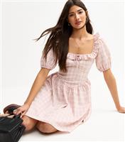 Women's Pink Check Patterned Mini Dress New Look