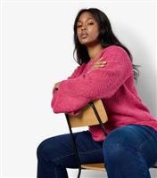 Women's Plus Size Boucle Bell Sleeve Jumper Curves Apricot New Look