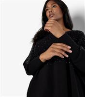 Women's Plus Size Black Embellished Knit Batwing Jumper Curves Apricot New Look