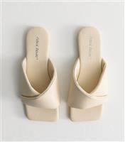 Women's Cream Square Toe Mules Public Desire New Look