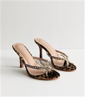 Women's Brown Dea Leopard Print Embellished Mule Sandals Public Desire New Look