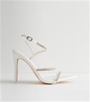 Women's White Seductive Embellished Strap Heeled Sandals Public Desire New Look