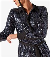 Women's Silver Sequin Mini Shirt Dress Apricot New Look