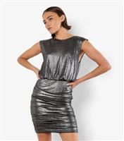 Women's Silver Foil Ruched Mini Dress Apricot New Look