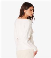 Women's White Studded Rib Knit Batwing Jumper Apricot New Look