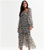 Women's White Printed Ruffle Sleeve Midi Dress New Look