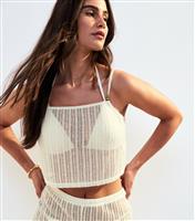 Women's Cream Ladder Stitch Crop Top New Look