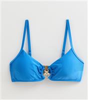 Women's Bright Blue Starfish Charm Bikini Top New Look