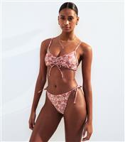 Women's Pink Starfish Print Tie Side Bikini Bottoms New Look