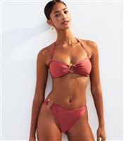 Women's Dark Pink High Cut Hipster Bikini Briefs New Look