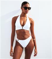 Women's Cream Textured Jersey Ring Detail Bikini Bottoms New Look