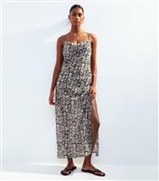 Women's Black Snake Print Cowl Neck Maxi Beach Dress New Look