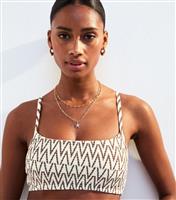 Women's White Patterned Crop Bikini Top New Look
