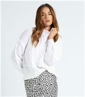 Women's White Cable Knit Crew Neck Jumper Urban Bliss New Look