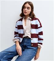 Women's Blue Striped Button Up Cardigan New Look