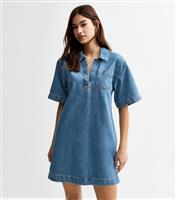 Women's Blue Denim Tunic Dress New Look