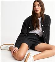 Women's Black Denim Boyfriend Fit Shorts New Look