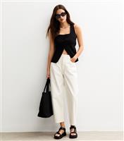 Women's Off White Barrel Leg Denim Jean New Look
