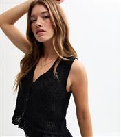 Women's Black Stitch Design Waistcoat New Look