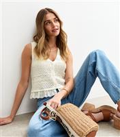 Women's Cream Stitch Design Waistcoat New Look