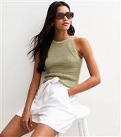 Women's Khaki Stitch Design Vest New Look