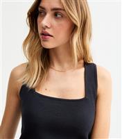 Women's Black Square Neck Compact Knit Vest New Look