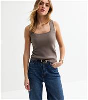Women's Mink Square Neck Compact Knit Vest New Look