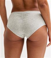 Women's Grey Cotton Jersey Ruched Back Brief Shorts New Look