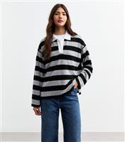 Women's Light Grey Striped Relaxed Fit Rugby Top New Look