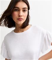 Women's White Textured Frilly Trim Top New Look
