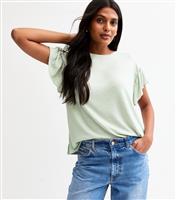 Women's Light Green Textured Frilly Trim Top New Look