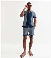 Men's Blue Cotton Tile Print Pull On Shorts New Look