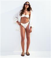 Women's White Starfish Embroidered Bikini Bottoms New Look