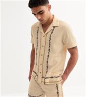 Men's Cream Regular Floral Embroidered Shirt New Look