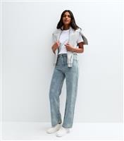 Women's Blue Flower Embroidered Jeans Blue Vanilla New Look
