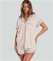 Women's Loungeable Cream Shirt and Shorts Pyjama Set Loungeable New Look