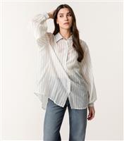 Women's White Striped Shirt Blue Vanilla New Look
