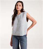 Women's Grey Ribbed Knit Vest Blue Vanilla New Look