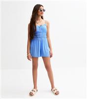 Girls' Blue Ruched Waist Playsuit Cover Up New Look