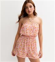 Girls' Pink Floral Print Bandeau Playsuit New Look