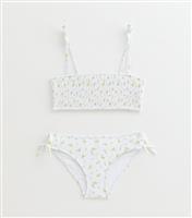 Girls' Lemon Print Bandeau Top and Briefs Set New Look